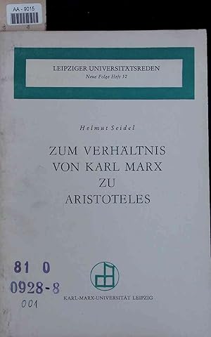 Bild des Verkufers fr Zum Verhltnis von Karl Marx zu Aristoteles. zum Verkauf von Antiquariat Bookfarm
