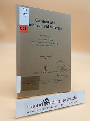 Oberrheinische Geologische Abhandlungen. Jahrgang 15, Heft 1/2, 1966.