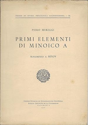 Imagen del vendedor de Primi elementi di minoico A a la venta por CA Libros