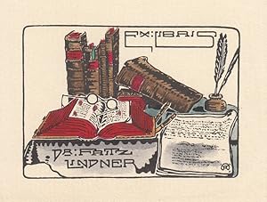 Imagen del vendedor de Ex Libris Dr. Fritz Lindner. Bcher, Brille, Schreibzeug. a la venta por Antiquariat  Braun