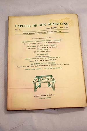 Imagen del vendedor de Papeles de Son Armadans, ao X, tomo XXXVI, n. CVII (febrero, 1965).:: Los mil caminos de la paz; Unamuno en la revista Espaa; Santa Teresa y sus demonios; El otro Dmaso Alonso; Cuatro retratos con nombre y alguno ms sin l; En el museo del Prado; Julio Gonzlez en la XXIII Bienal de Venecia; Los nuevos sacerdotes de Michel Saint-Pierre; Unamuno y Portugal; Geocancin de Espaa de E. Gutirrez Albelo; De amor; La poesa y los das; Una nota al estilo potico de Unamuno a la venta por Alcan Libros