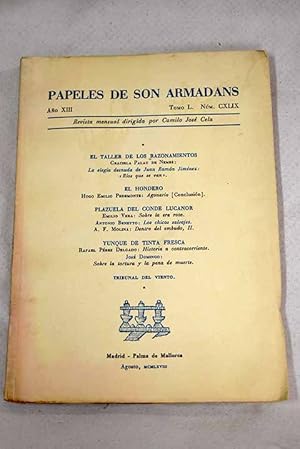 Imagen del vendedor de Papeles de Son Armadans, ao XIII, tomo L, n. CXLIX (agosto, 1968).:: La elega desnuda de Juan Ramn Jimnez. Los que se van; Agonario (conclusin); Sobre la era rota; Los chicos salvajes; Dentro del embudo (II); Historia a contracorriente; Sobre la tortura y la pena de muerte; Hablando solo; El ltimo libro de Juan Bonet; Navarro Ledesma, de Carmen Zulueta a la venta por Alcan Libros