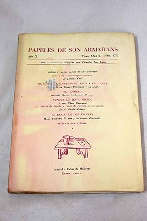 Imagen del vendedor de Papeles de Son Armadans, ao X, tomo XXXVI, n. CVI (enero, 1965).:: Potica y antes, noticia de una antologa; Nota a la Tauromaquia onrica de Lorenzo Goi; Unamuno y su teatro; Poemas; Razn de Estado y razn de partido en un estudio de M. Garca-Pelayo; El arte y la cuarta dimensin; La voz de un monje en la era nuclear; La vida de Unamuno a la venta por Alcan Libros