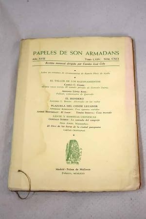 Bild des Verkufers fr Papeles de Son Armadans, ao XVII, tomo LXIV, n. CXCI (febrero, 1972).:: Sobre un romance de circunstancias de Ramn Prez de Ayala; Trece veces trece. El mundo privado de Gonzalo Surez; Pellicer, comentador de Quevedo; Ahorcado en las nubes; Tres apuntes raciales; El lunar; Cosa mentale; La zancada del cangrejo; El libro de las horas en la ciudad pampeana zum Verkauf von Alcan Libros