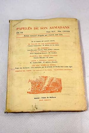 Seller image for Papeles de Son Armadans, ao XII, tomo XLV, n. CXXXIII (abril, 1967).:: En la muerte del maestro Azorn; El dilema de la crtica; Once poemas romanos; Tamariza ta pikondoa; En Londres; El cantor; El adjetivo filosofal; Una excursin por la serrana de Ronda, hace medio siglo; Crmenes de Juan Liscano for sale by Alcan Libros