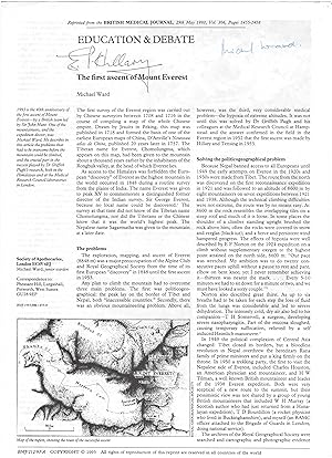 'The first ascent of Mount Everest.' Reprinted from the British Medical Journal, 29th May 1993, v...