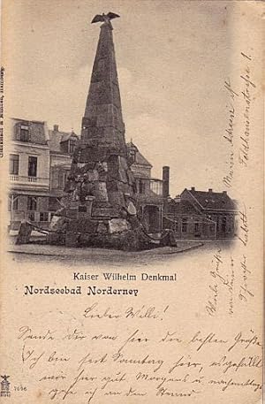 Imagen del vendedor de Nordseebad Norderney. Kaiser Wilhelm Denkmal. Ansichtskarte in Lichtdruck. Abgestempelt Norderney 21.06.1905. a la venta por Antiquariat Heinz Tessin