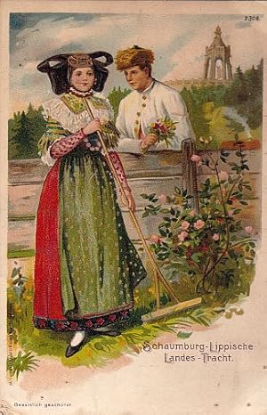 Seller image for Schaunburg - Lippische Landes -Tracht. Ansichtskarte in farbige Lithographie. Ungelaufen. for sale by Antiquariat Heinz Tessin