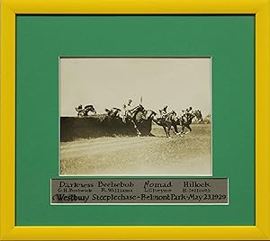 Westbury Steeplechase 1929 Belmont Park B&W Framed Photo w/ Pete Bostwick Aboard