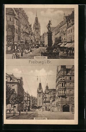 Imagen del vendedor de Ansichtskarte Freiburg i. Br., Einsichten in die Kaiserstrasse a la venta por Bartko-Reher