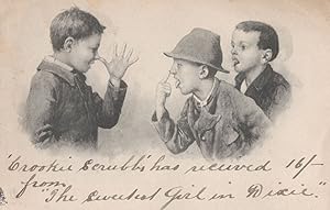 Cocking A Snoot Nose Child Swearing Sign Language Austria Old Postcard