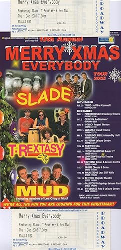 Mud T-Rex Slade 1970s Glam Rock 2x Concert Ticket & Flyer