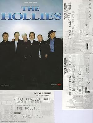 The Hollies Live 3x Row B 2010 Nottingham Concert Ticket s & Flyer