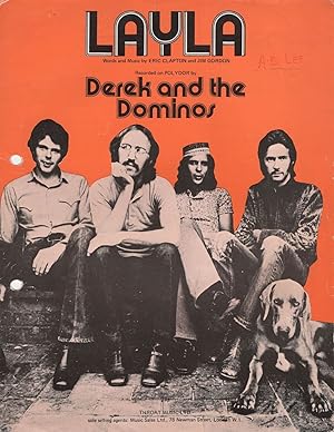Layla Derek & The Dominoes Vintage UK 1970 Sheet Music