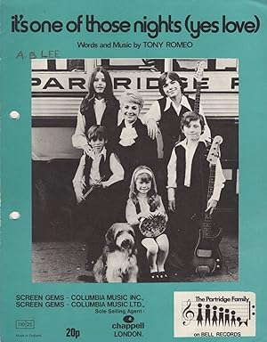 David Cassidy It's One Of Those Nights Partridge Family Sheet Music