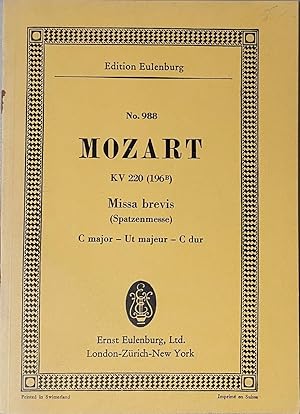 Bild des Verkufers fr Mozart: Missa Brevis (Spatzenmesse) C major - KV 220 zum Verkauf von Reilly Books