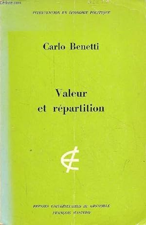 Immagine del venditore per Valeur et rpartition - 3e dition - Collection intervention en conomie politique. venduto da Le-Livre