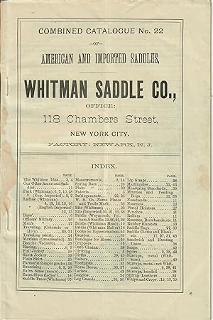 Combined Catalogue No. 22 of American and Imported Saddles