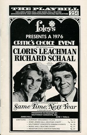 The Playbill: Foley's Presents Cloris Leachman and Richard Schaal in Same Time, Next Year at Jone...