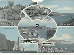 Mechanischer Ansichtskarte / Postkarte Swanage Dorset England, Corfe Castle, Old Harry Rocks, The...