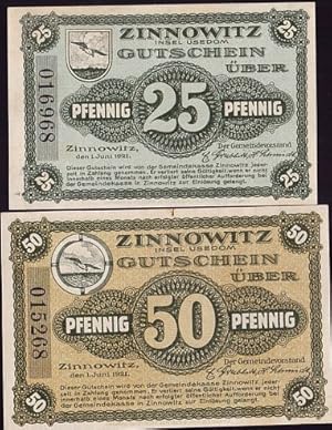 Immagine del venditore per Insel Usedom. 2 Gutscheine ber 25 und 50 Pfennig. venduto da Antiquariat Heinz Tessin