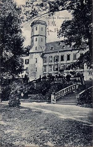 Bild des Verkufers fr Schloss Terrasse. Ansichtskarte in Lichtdruck. Abgestempelt Fulda 16.01.1907. zum Verkauf von Antiquariat Heinz Tessin