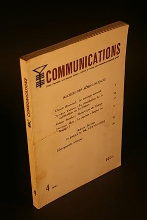 Bild des Verkufers fr Communications 4, 1964 : Recherches Smiologiques / Roland Barthes, lments de smiologie. zum Verkauf von Steven Wolfe Books