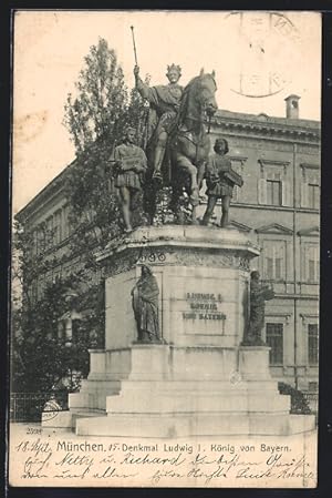 Bild des Verkufers fr Ansichtskarte Mnchen, Denkmal Ludwig I. Knig von Bayern zum Verkauf von Bartko-Reher