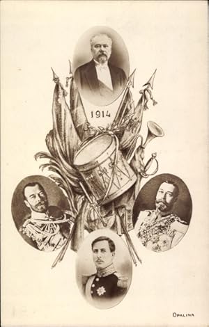 Bild des Verkufers fr Ansichtskarte / Postkarte Entente, Portrts Prsident Poincare, Knig Georg V., Knig Albert I., Zar Nikolaus I. zum Verkauf von akpool GmbH