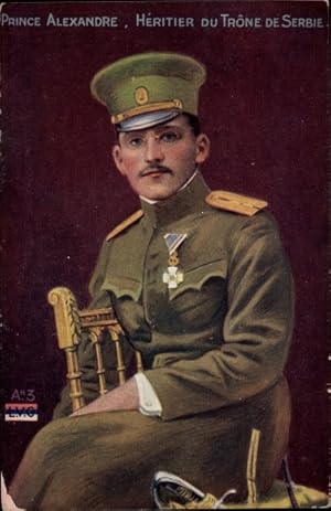 Künstler Ansichtskarte / Postkarte Kronprinz Alexander von Serbien, Portrait