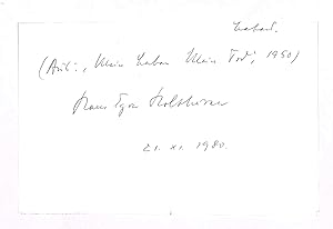 Seller image for Eigenh. Gedichtmanuskript (3 Zeilen) mit U. for sale by Eberhard Kstler Autographen&Bcher oHG
