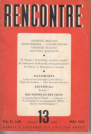 Rencontre. Revue littéraire. no 13 1952