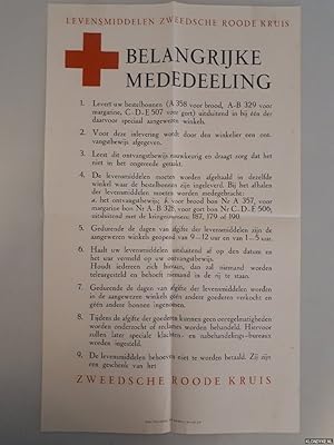 Seller image for Levensmiddelen Zweedsche Rode Kruis: Belangrijke mededeeling for sale by Klondyke