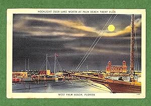Moonlight Over Lake Worth At Palm Beach Yacht Club Post Card