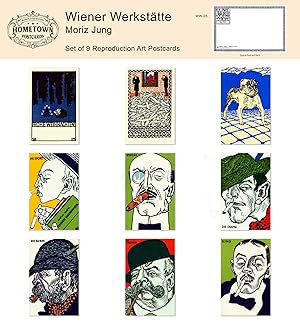 Seller image for Moriz Jung Wiener Werkstatte Lot of 9 Rare Antique Greeting Postcard Reproductions, Vintage Graphic Design for sale by CorgiPack