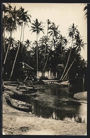 Ansichtskarte Tanjong, Strandpartie mit Palmen