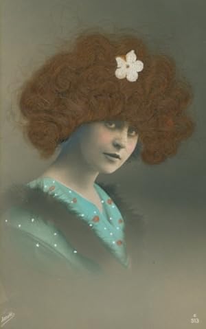 Echthaar Ansichtskarte / Postkarte Portrait einer Frau