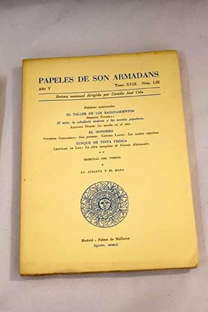 Image du vendeur pour Papeles de Son Armadans, ao V, tomo XVIII, n. LIII (agosto, 1960).:: Palabras ocasionales; El mito, la caballera andante y las novelas populares; La novela en el cine; Seis poemas; Versin castellana de Seis poemas de Vicenzo Cardarelli; Las cuatro esquinas; La obra completa de Vicente Aleixandre; Las alas cortadas de Gabino Alejandro Carriedo; Debajo del cielo de Manuel Pinillos; Belleza cruel de ngela Figuera Aymerich; Teatro neerlands contemporneo mis en vente par Alcan Libros