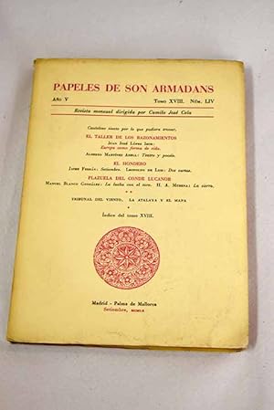 Imagen del vendedor de Papeles de Son Armadans, ao V, tomo XVIII, n. LIV (setiembre, 1960).:: Cauteloso tiento por lo que pudiera tronar; Europa como forma de vida; Teatro y poesa; Septiembre; Dos cartas; La lucha con el toro; La sierra; Henry Moore a la luz de la psicologa; Tpies, de Juan Eduardo Cirlot; Panorama das literaturas das Amricas a la venta por Alcan Libros