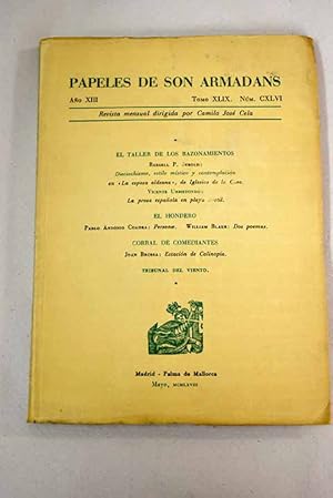 Imagen del vendedor de Papeles de Son Armadans, ao XIII, tomo XLIX, n. CXLVI (mayo, 1968).:: Dieciochismo, estilo mstico y contemplacin en La esposa aldeana de Iglesia de la Casa; La prosa espaola en playa hostil; Personaje; Dos poemas; Estaci de Calinopia; Judos y negros en la literatura de los Estados Unidos; Razn de ser de Jos Luis Tejada; Evocacin del modernismo a la venta por Alcan Libros