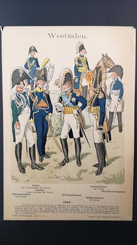 Seller image for Chromolithografie von 1896. Westfalen. Adjutant, Divisions-General, General-Oberst, Brigade-General. 1812. for sale by ANTIQUARIAT Franke BRUDDENBOOKS