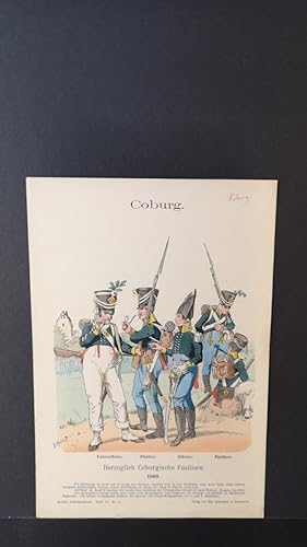 Bild des Verkufers fr Chromolithografie von 1896. Coburg. Herzoglich Coburgische Fsiliere. 1809. zum Verkauf von ANTIQUARIAT Franke BRUDDENBOOKS