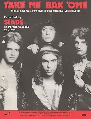 Slade Take Me Back 'Ome Home Rare Glam Rock 1970s Sheet Music