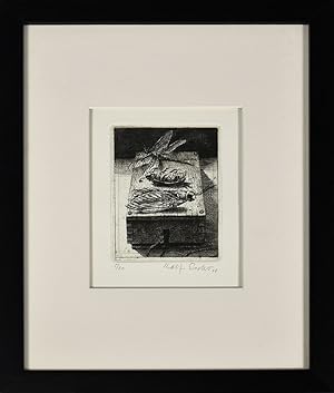 Stillleben mit Insekten. [20]08. [Signierte Original-Radierung, gerahmt / signed original etching...