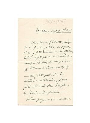 Superbe lettre du compositeur sur Hérodiade, qui sera créé le 19 décembre suivant au théâtre de l...