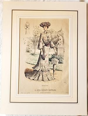 Antiguo Grabado - Old Engraving : La moda elegante ilustrada. 1901. Nº 23. Coloreada a mano.
