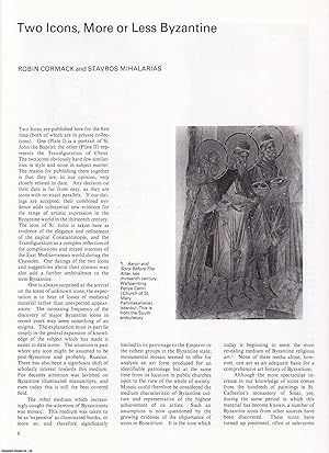 Imagen del vendedor de Two Icons, More or Less Byzantine: A Portrait of St. John the Baptist and a Representation of the Transfiguration of Christ. An original article from Apollo, International Magazine of the Arts, 1986. a la venta por Cosmo Books