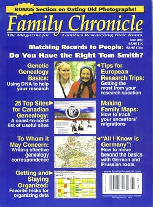 Seller image for Family Chronicle: The Magazine for Families Researching their Roots, Vol. 8 No. 5/ May - June 2004 for sale by Storbeck's