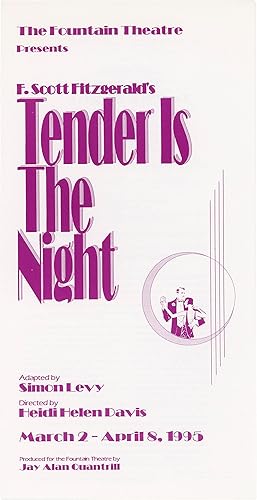 Bild des Verkufers fr Tender is the Night (Original Program for the 1995 play) zum Verkauf von Royal Books, Inc., ABAA