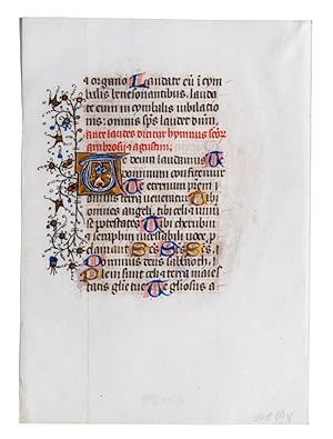 Leaf from a Breviary, with a large and finely illuminated initial, manuscript in Latin on vellum ...
